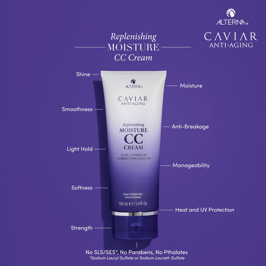 Alterna Caviar cream texture closeup showing lightweight moisturizing benefit