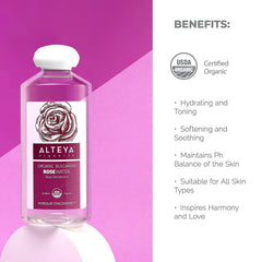 Alteya Organics mist applied to hair showing refreshed curls, supports hair revitalizing action