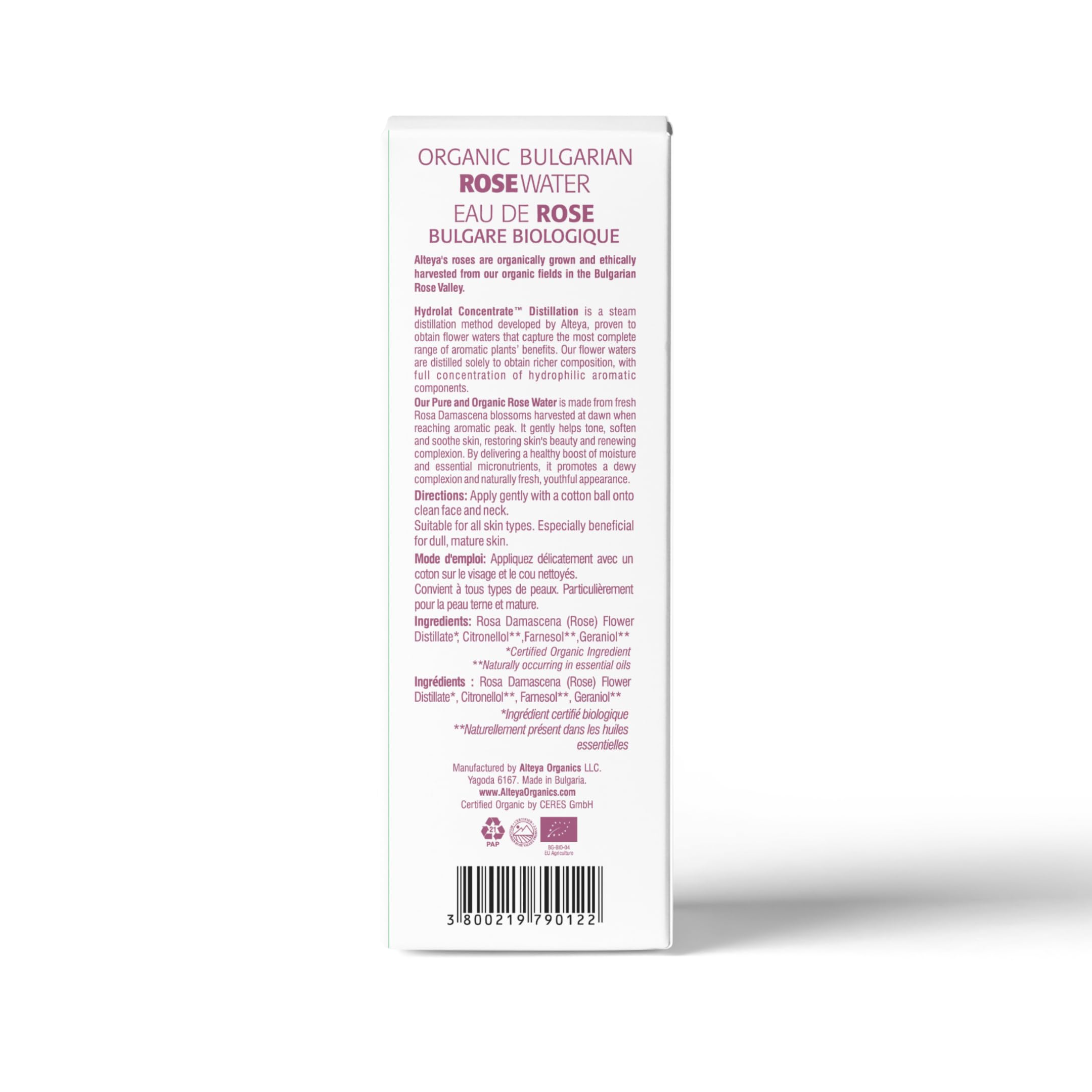 Alteya Organics fine mist spraying to hydrate skin instantly, demonstrates cooling refresh benefit