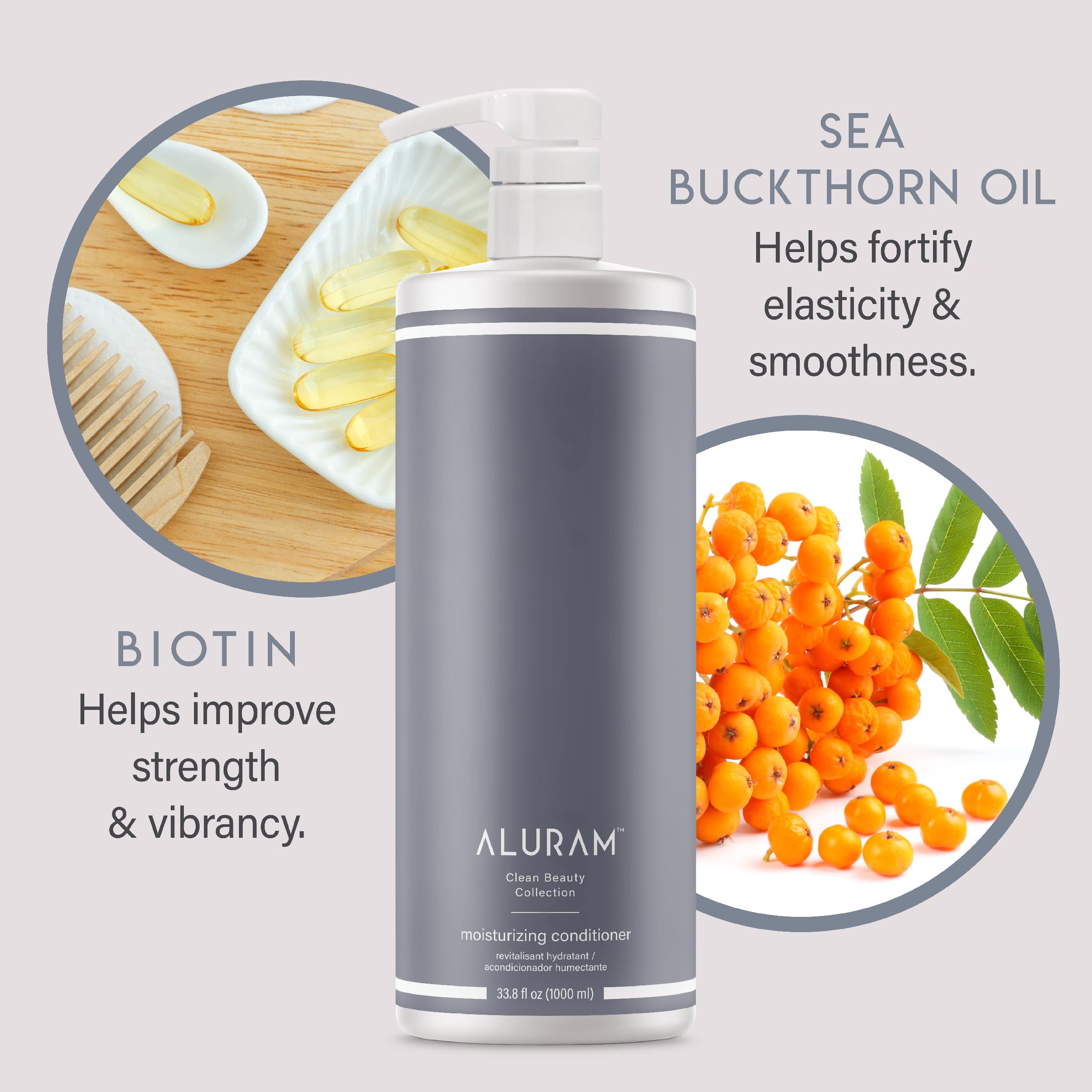 ALURAM conditioner being applied in shower to detangle and soften hair
