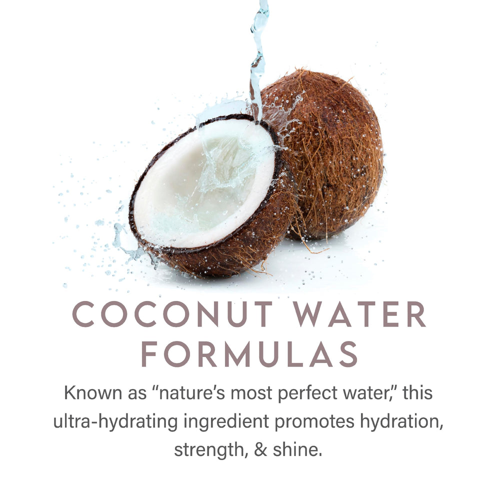 ALURAM bottle with coconut and pomegranate illustrating natural ingredients benefit