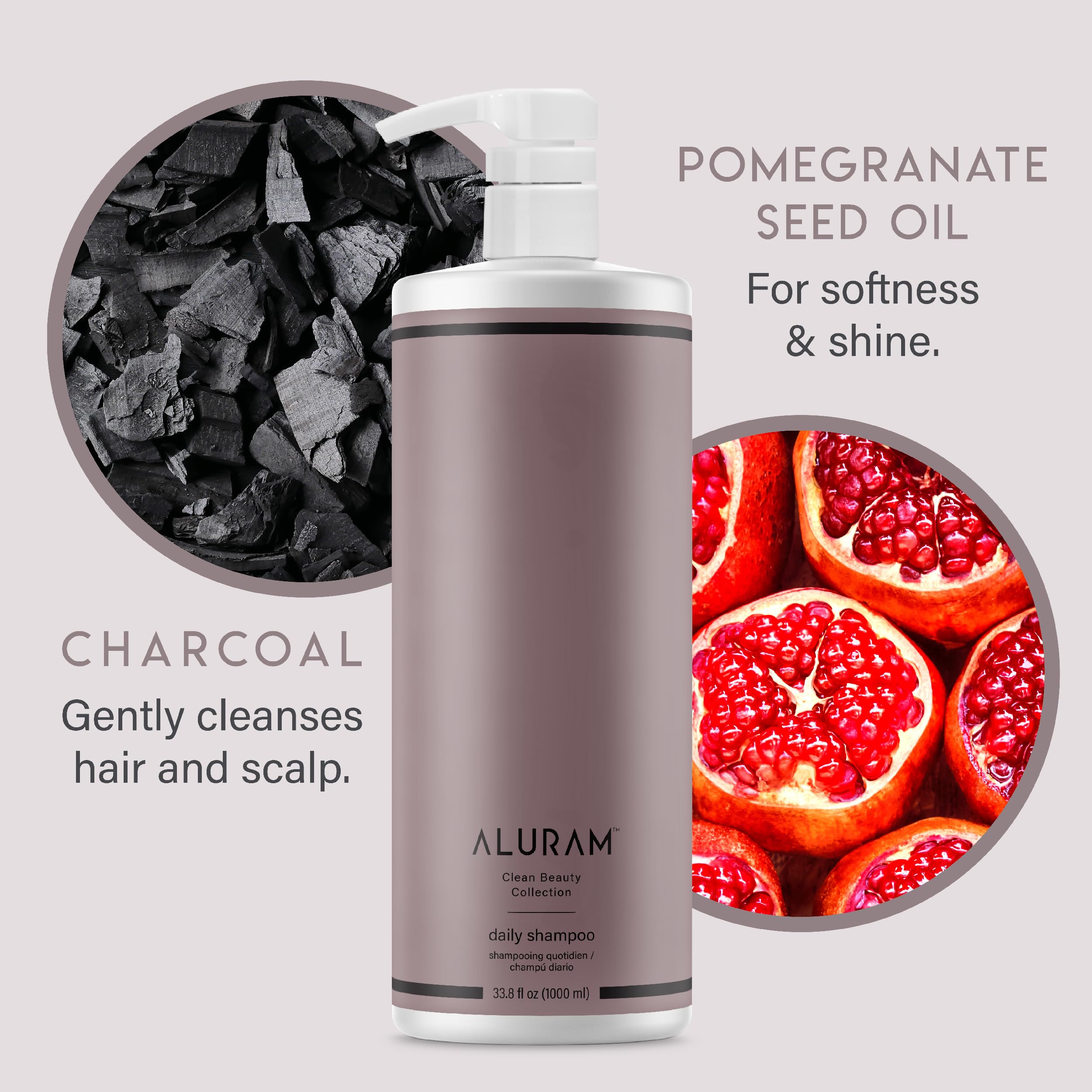 ALURAM shampoo lather in hand demonstrating effective cleansing foam