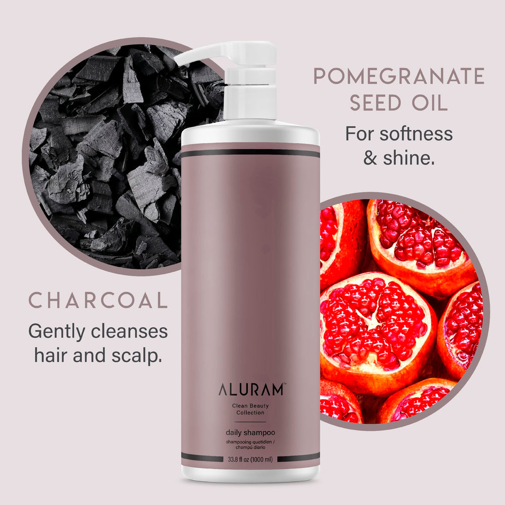 ALURAM shampoo lather in hand demonstrating effective cleansing foam