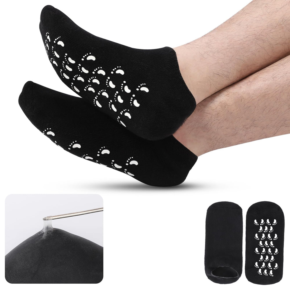 ALUROICE front view of silicone moisturizing socks showing design and fit benefits