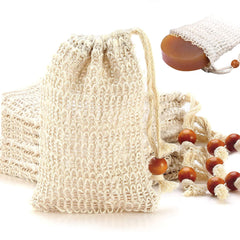 AMAHOMESA front packaging showing eight natural sisal soap bags and eco benefits