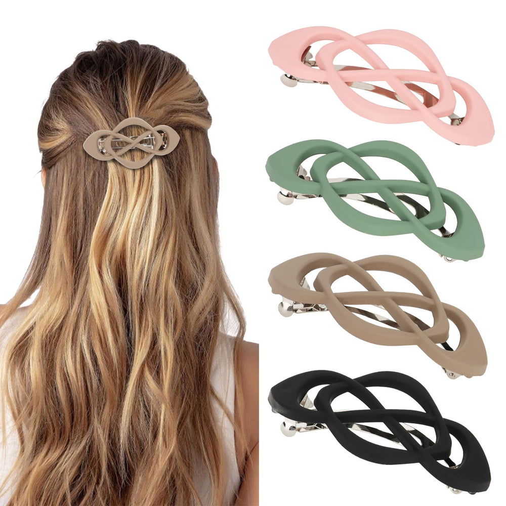Amairver front view of four-color barrettes showing vintage crossover design and wearable style