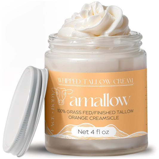 Amallow jar front view showing Orange Creamsicle scent and portable benefits