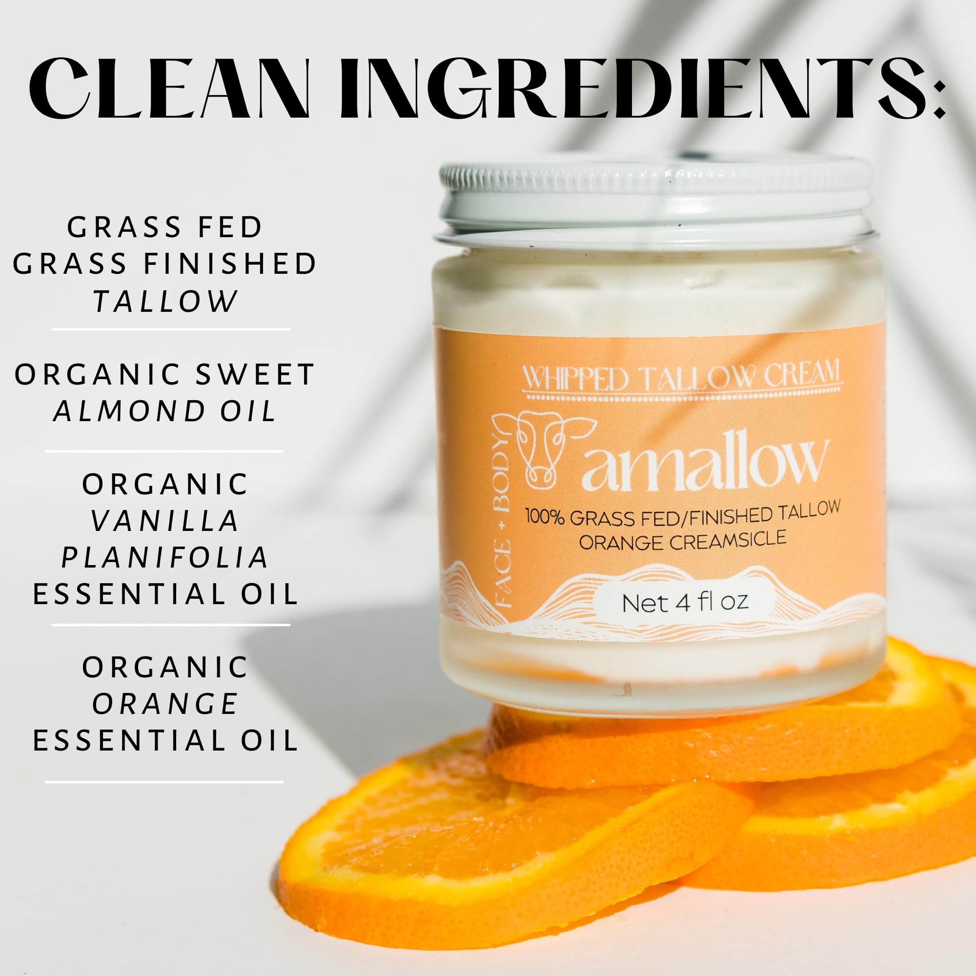 Amallow grass-fed tallow and oils in bowl highlighting natural ingredients