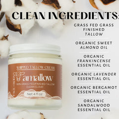 Close-up of Amallow ingredients tallow and sweet almond oil showing nourishing formulation