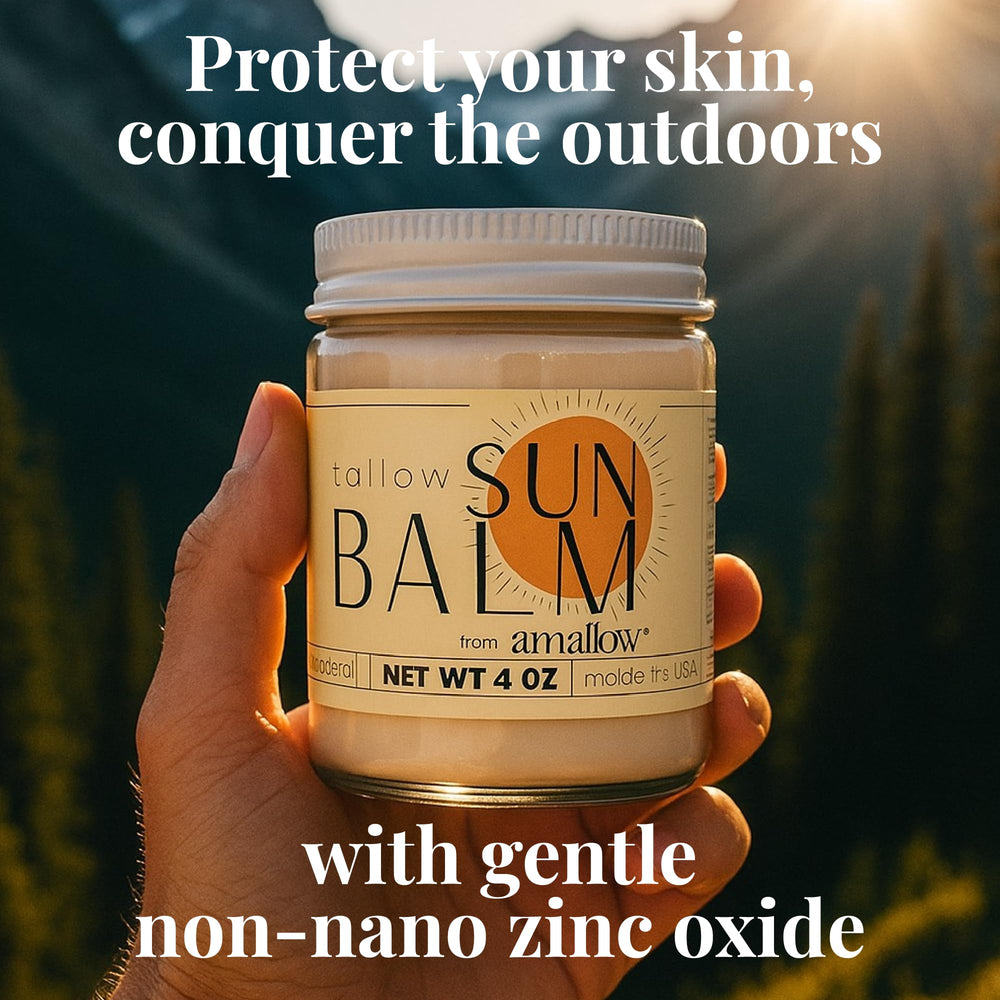 Amallow tub beside coin showing 4 oz scale and travel-friendly benefit