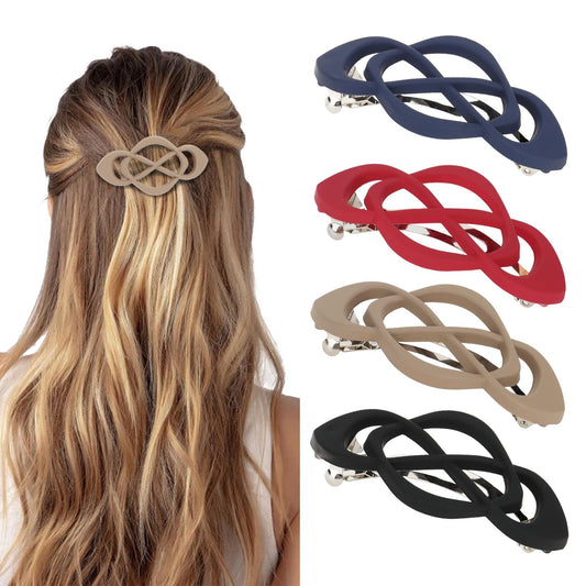 Amariver barrettes front view showing four colors and vintage crossover design for versatile styling