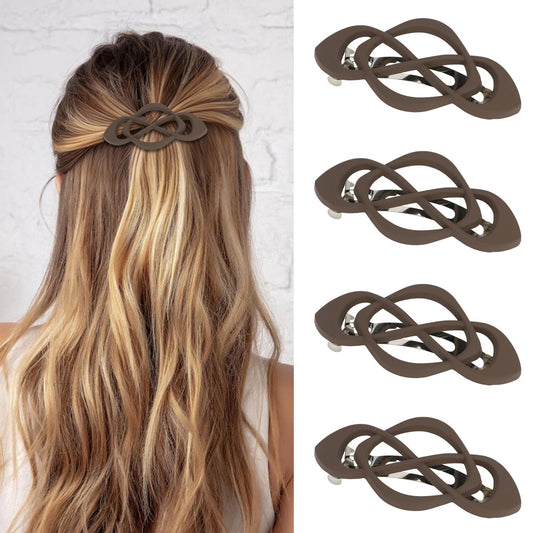 Amariver front packaging showing four brown barrettes and vintage look benefit