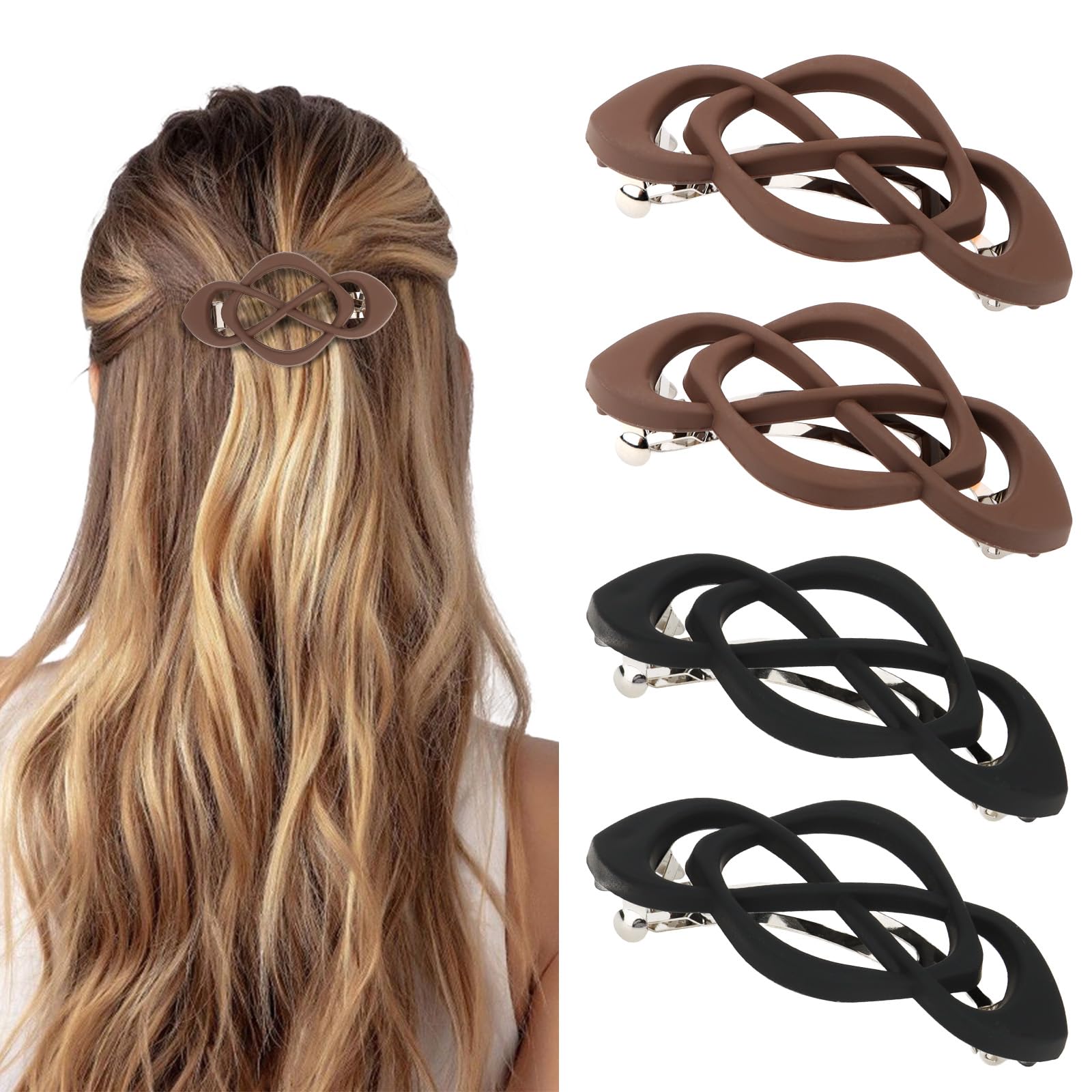 Amariver front packaging showing khaki and black barrettes and neat presentation