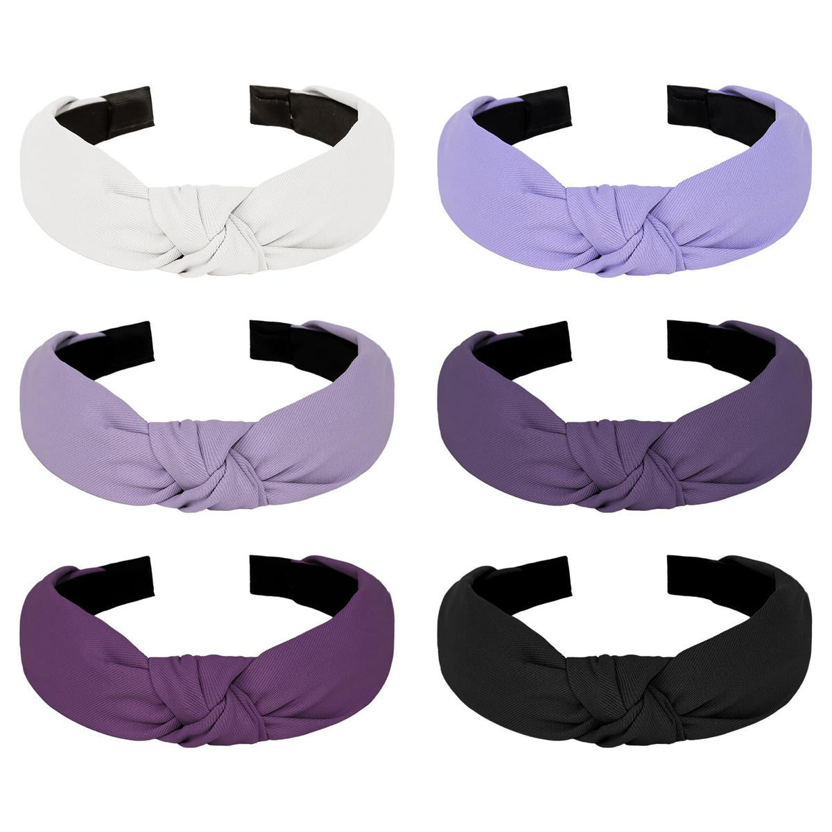 Amariver front view of six purple headbands showing color variety and convenience