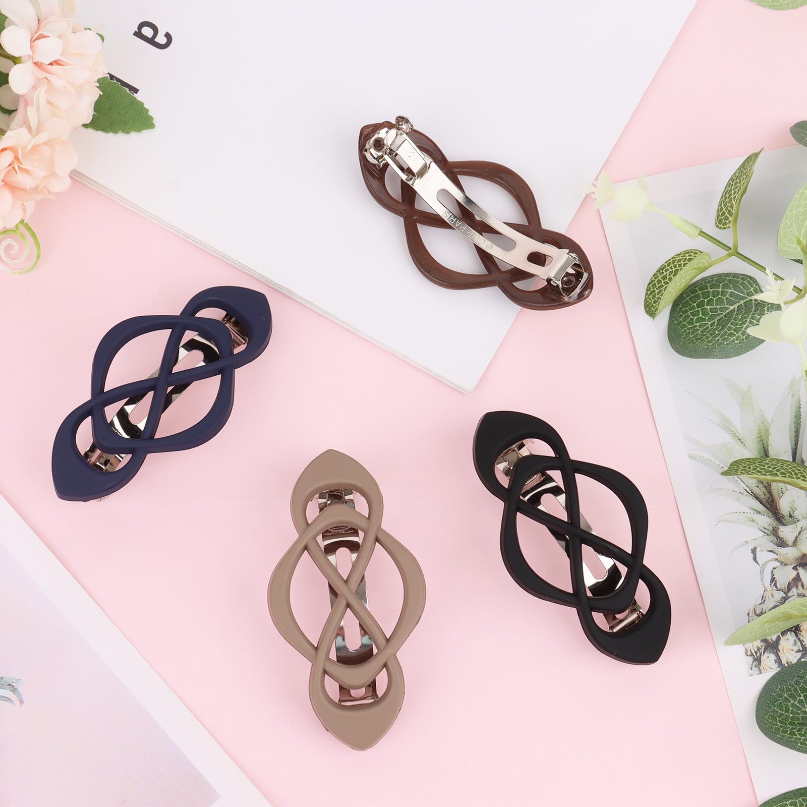 Amariver barrettes paired with an outfit in a lifestyle shot showing versatile styling options