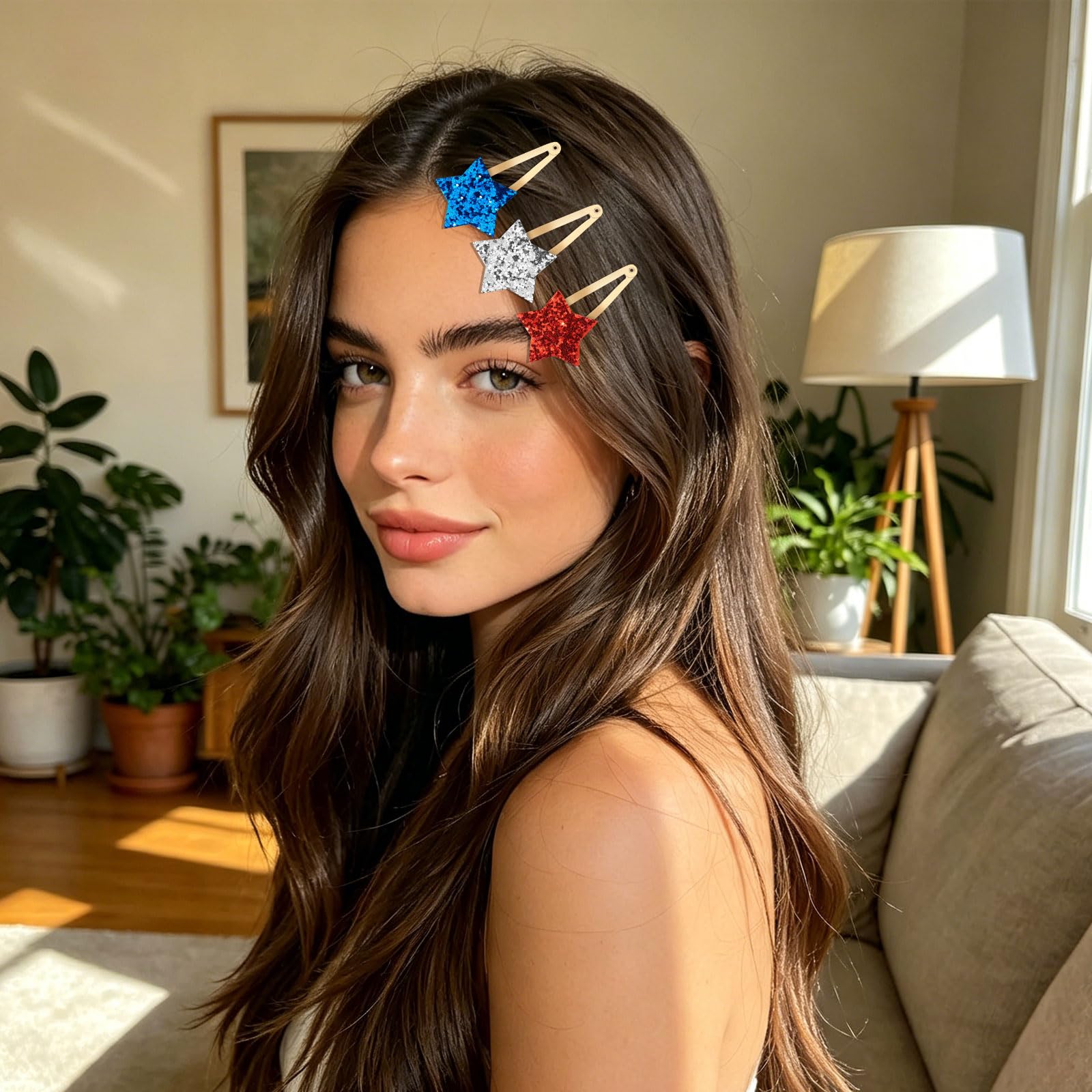 Amariver clip worn in braided hair showing patriotic accent and comfort