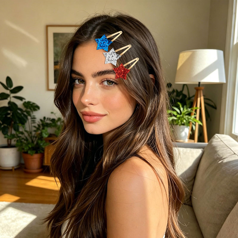 Amariver clip worn in braided hair showing patriotic accent and comfort