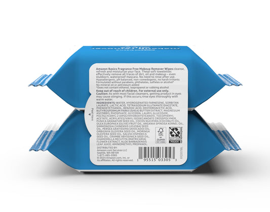 Amazon Basics close-up wipe texture highlighting soft cloth and gentle cleanse benefit
