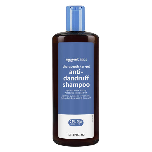Amazon Basics front packaging showing therapeutic tar gel and usage benefit