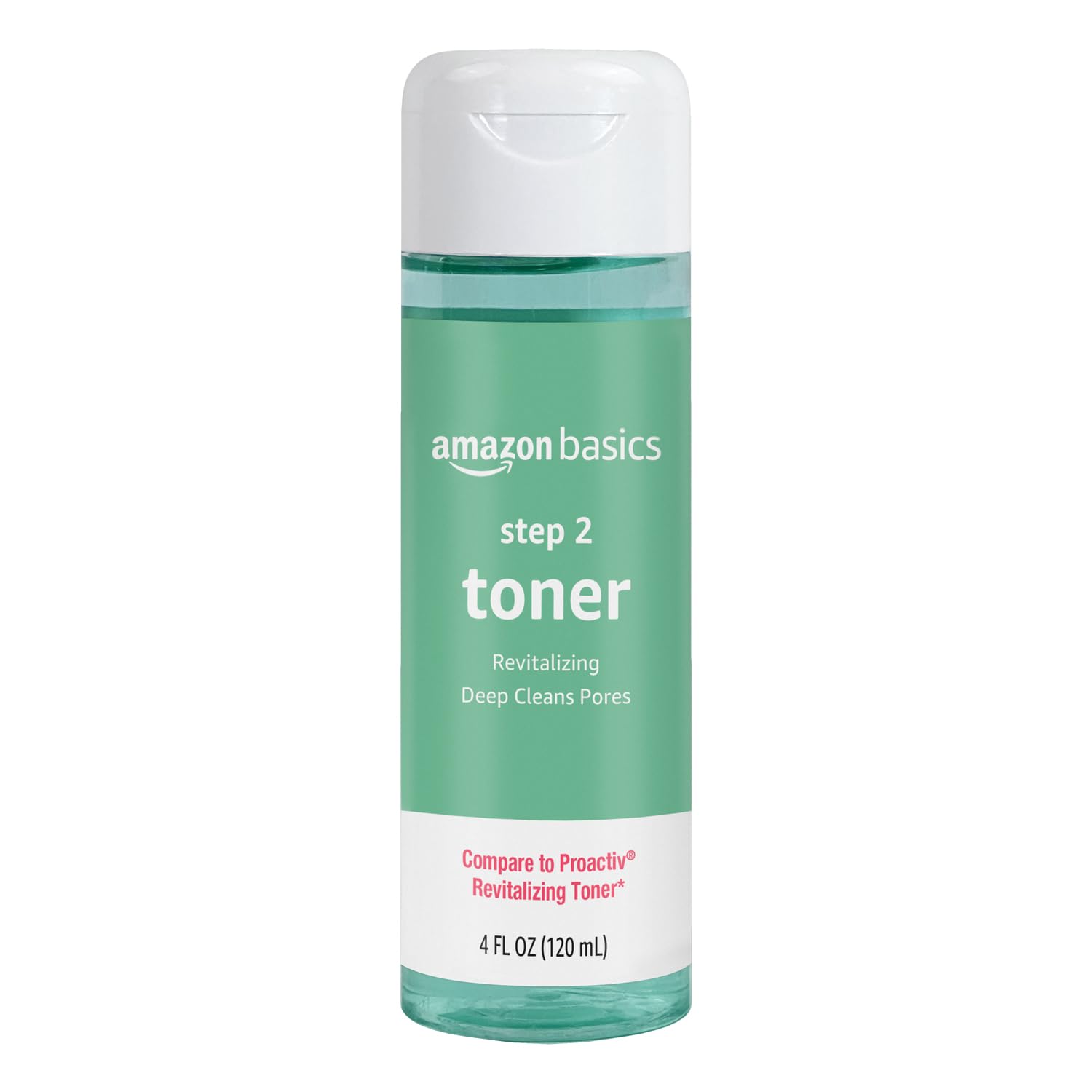 Amazon Basics toner front packaging showing bottle and label for clear routine
