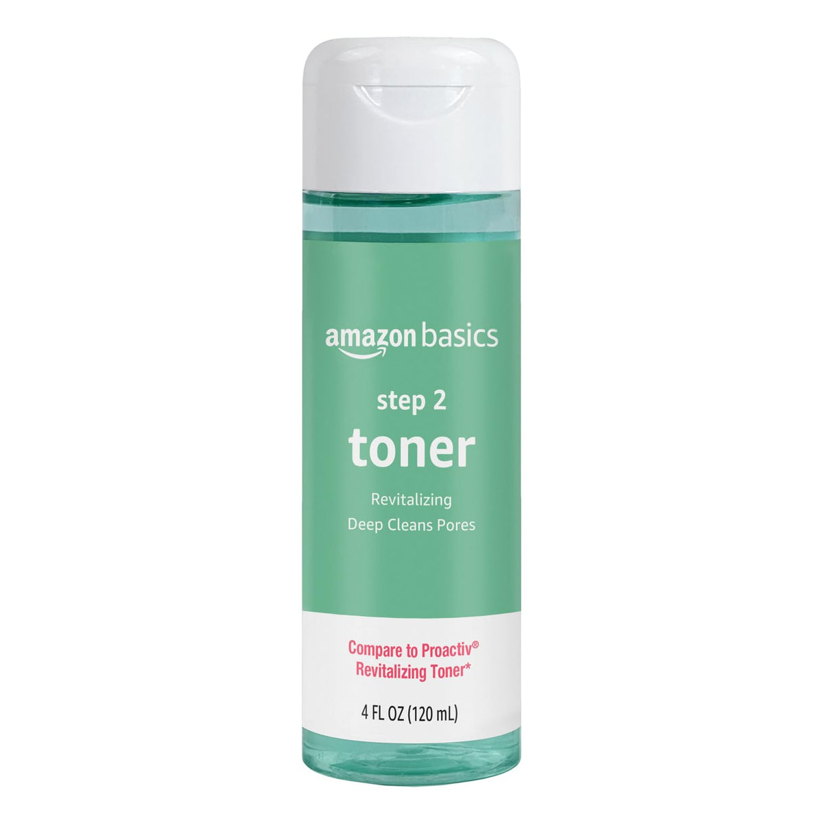 Amazon Basics toner front packaging showing bottle and label for clear routine