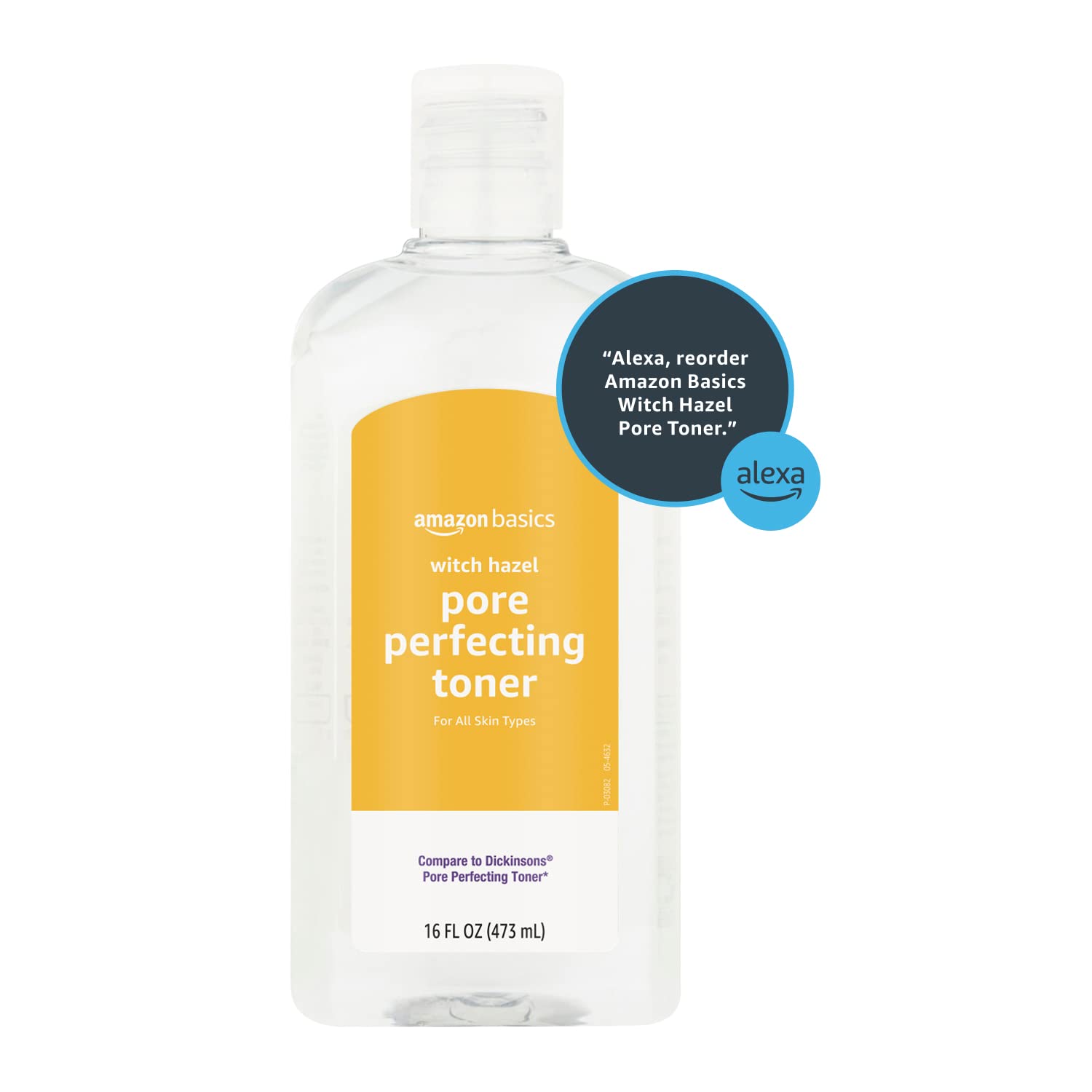 Amazon Basics toner staged on bathroom shelf for routine-ready convenience
