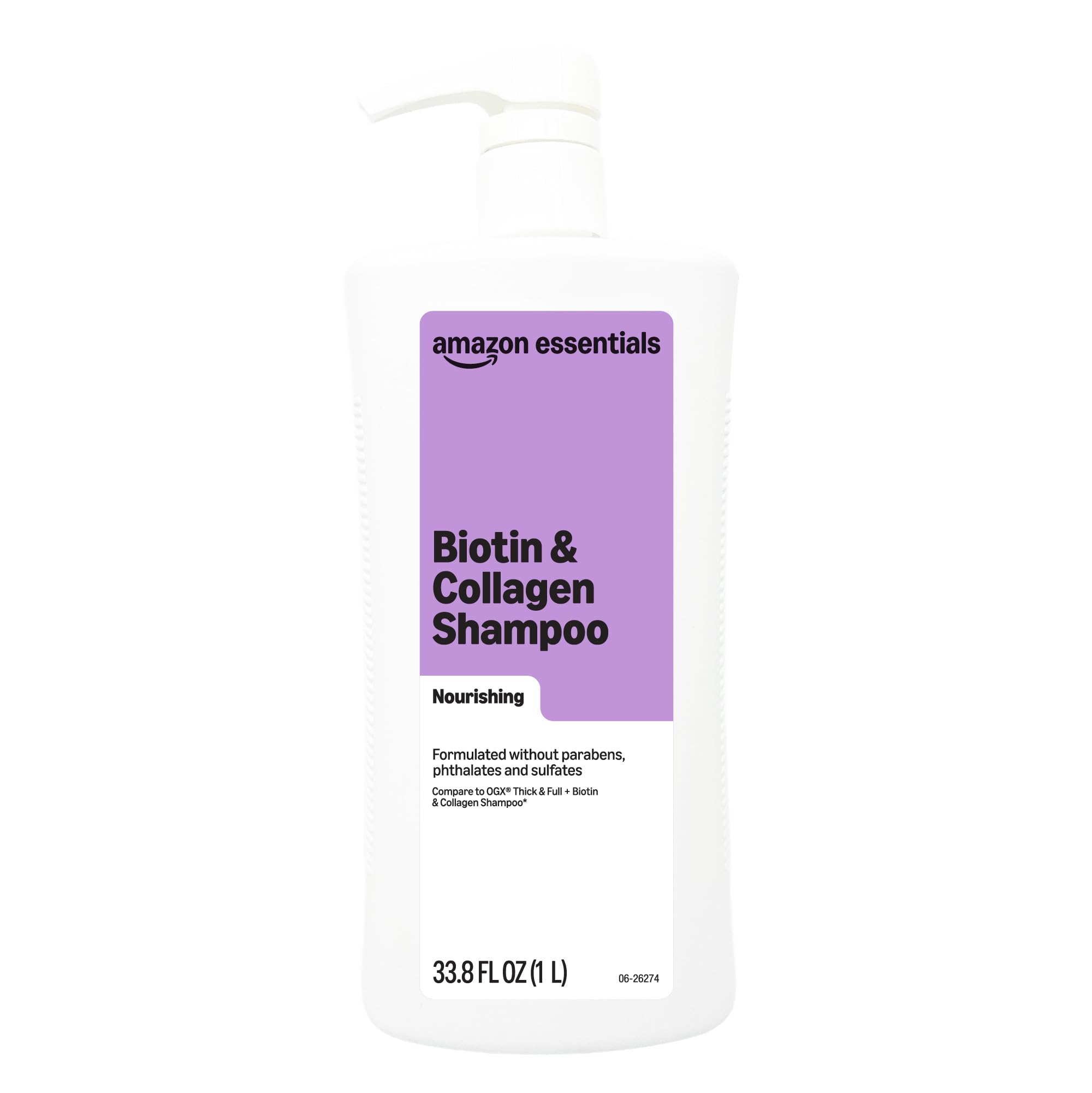 Amazon Essentials bottle front label showing product name and size for clear identification