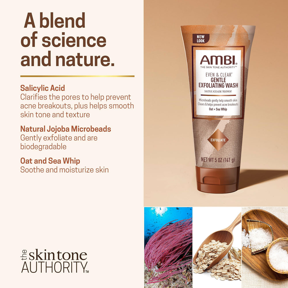 Ambi jojoba microbeads closeup highlighting gentle physical exfoliation