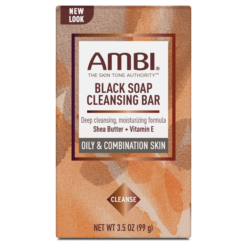 Ambi black soap front packaging showing product benefits and size