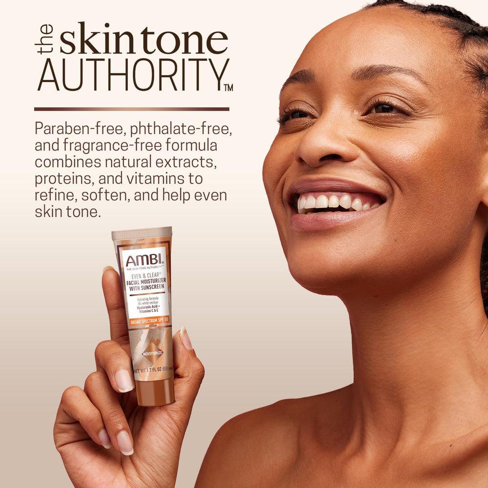 Ambi applied to cheek illustrating even tone and smooth finish