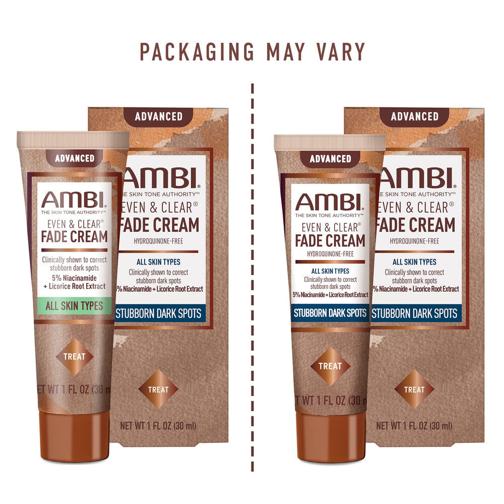 Ambi on bathroom shelf at night suggesting nightly routine support for skin tone