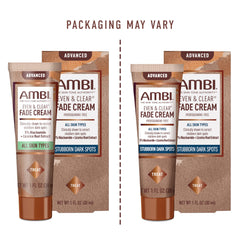 Ambi on bathroom shelf at night suggesting nightly routine support for skin tone