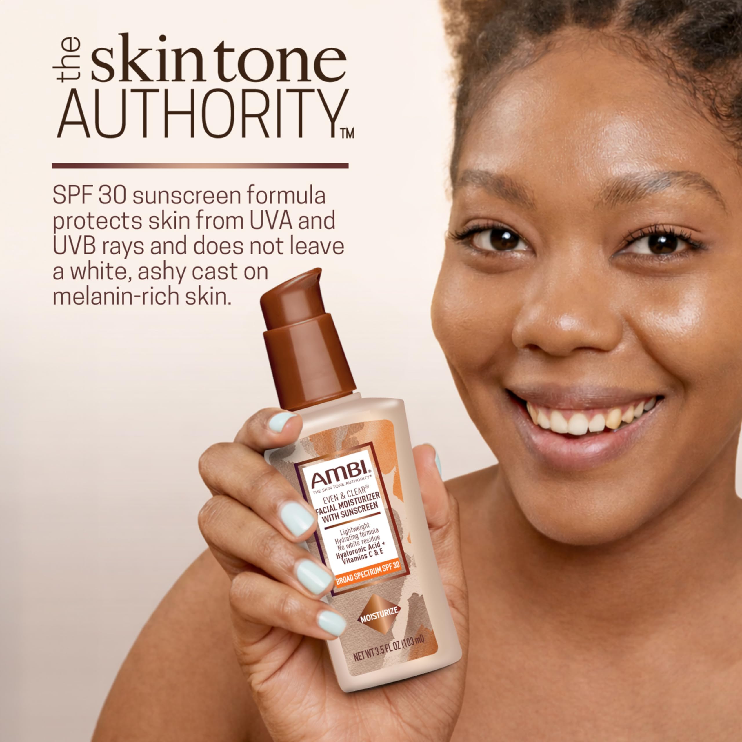 Ambi lotion dispensed on hand demonstrating fast-absorbing formula