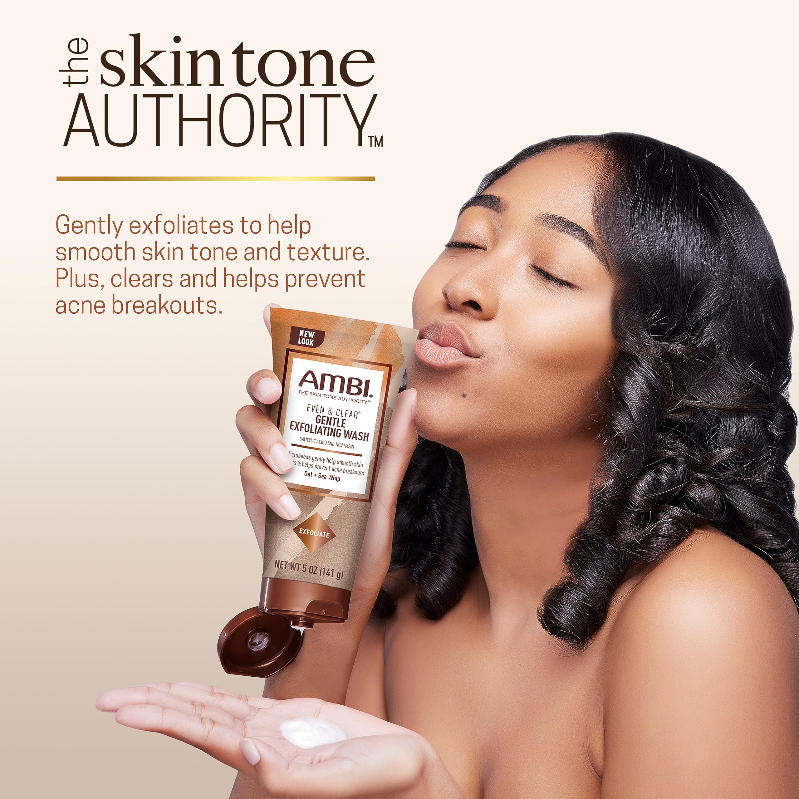Ambi creamy texture on fingers demonstrating gentle moisturizing feel