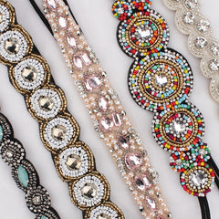 AMCAMI close-up of rhinestone and bead texture highlighting craftsmanship