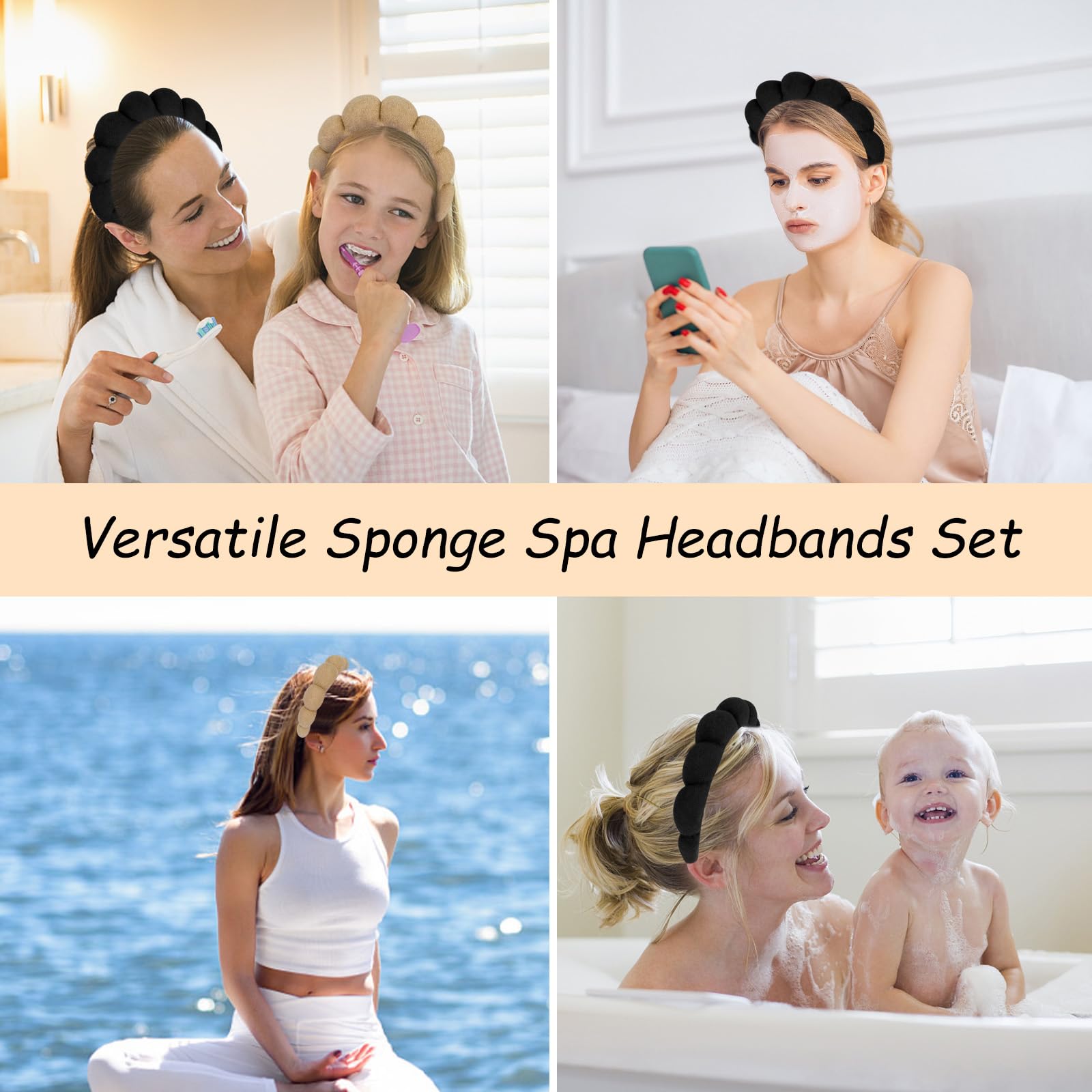 AMCAMI headband in use during face wash keeping hair dry and neat