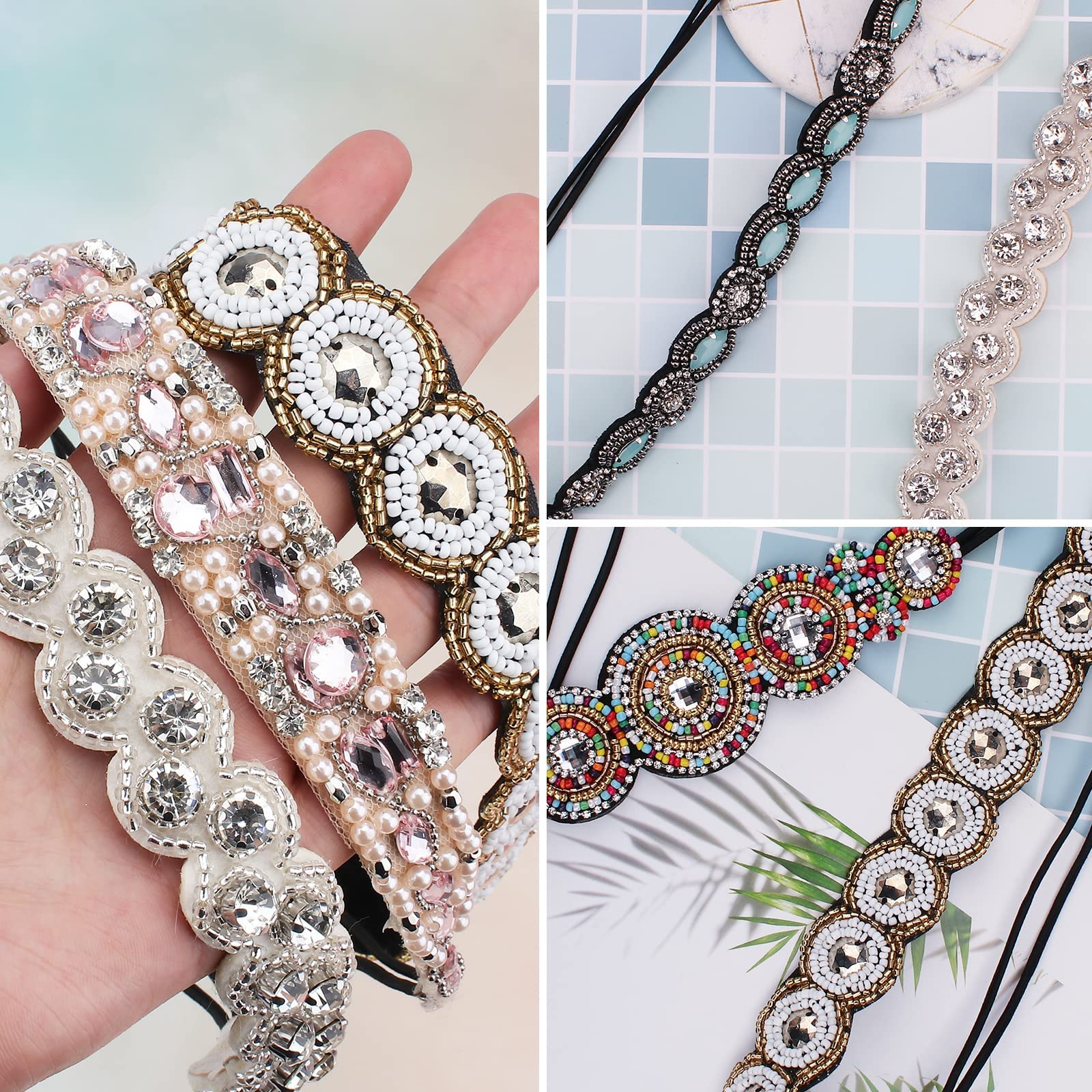AMCAMI headband held in hand to show compact size and stretch