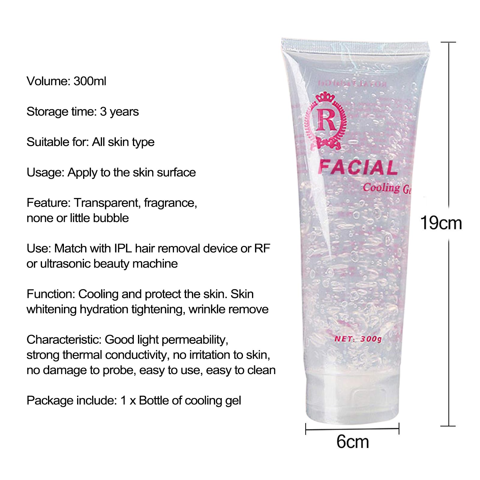 Amelar gel used on face during RF treatment showing even coverage benefit