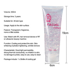 Amelar gel used on face during RF treatment showing even coverage benefit