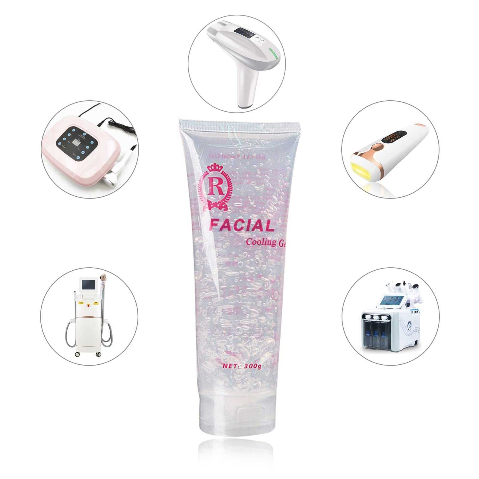 Handheld device gliding over skin with Amelar gel showing smoother passes