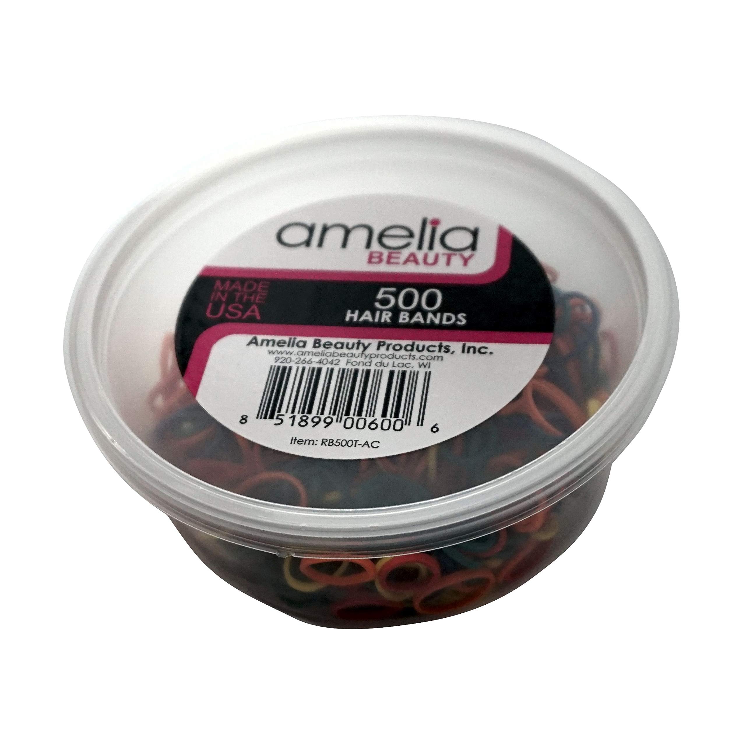 Lay-flat display of Amelia Beauty rainbow mix bands showing all five colors