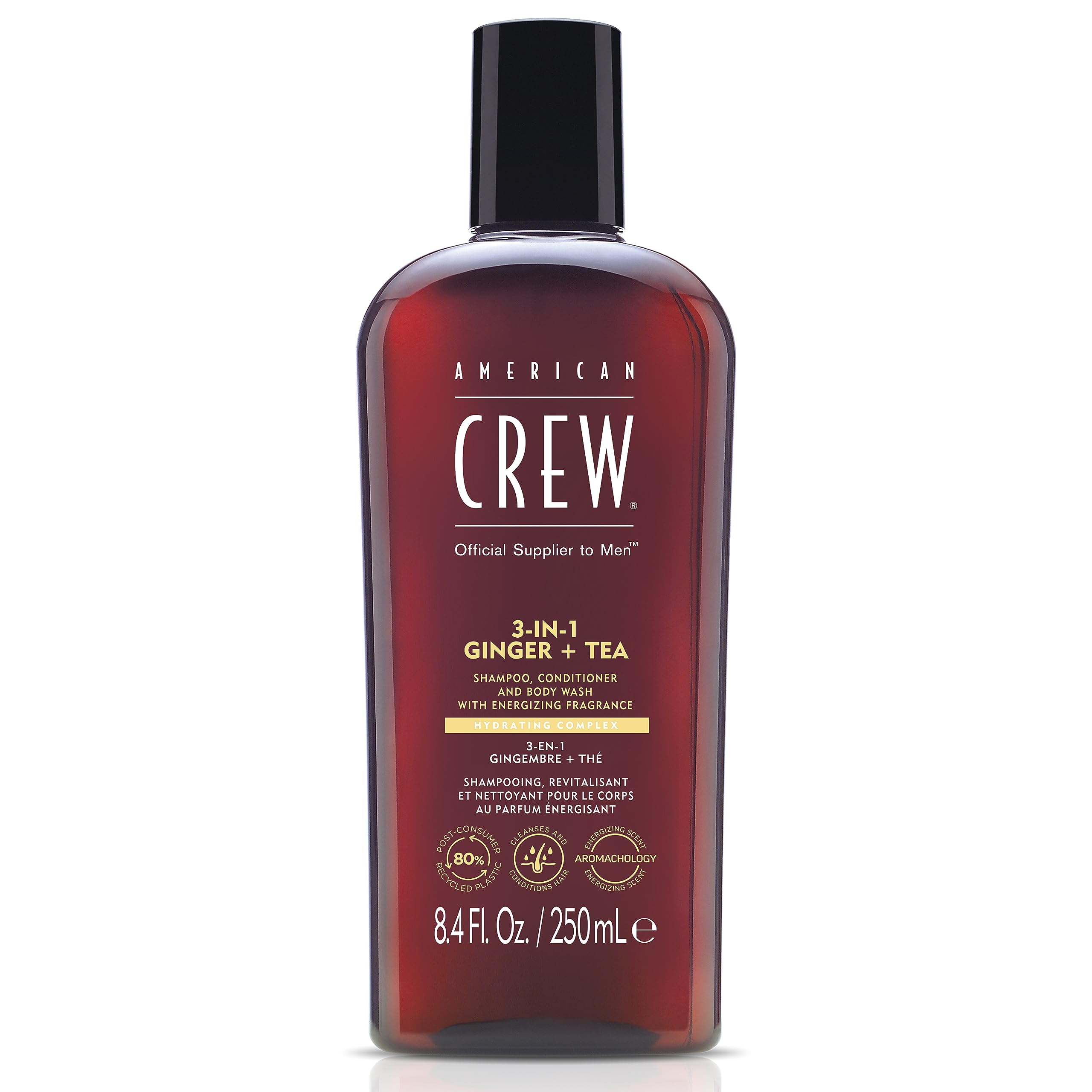 AMERICAN CREW front bottle shot showing label and 3-in-1 convenience