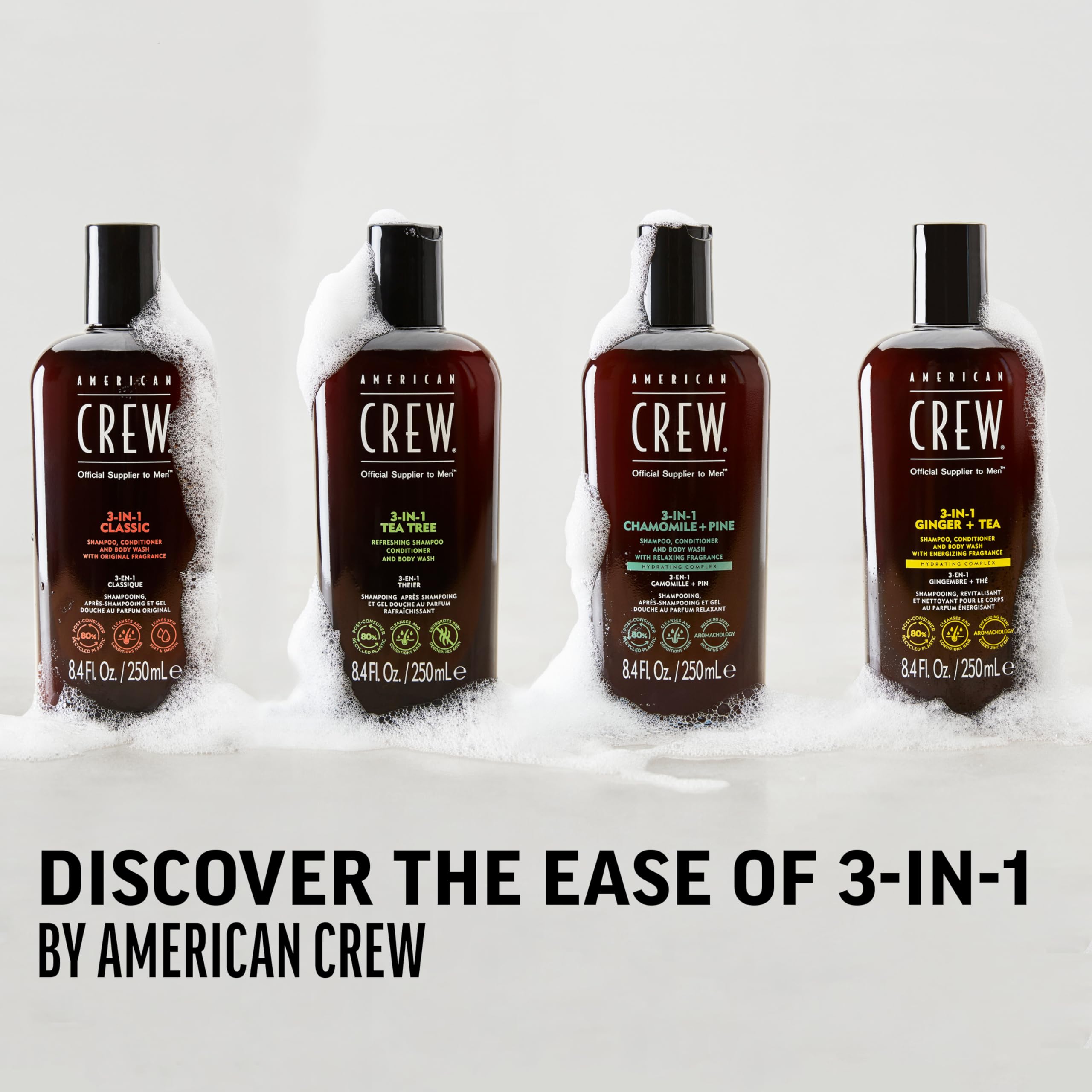 AMERICAN CREW ginger and tea tree botanicals to suggest refreshing scent