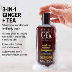 AMERICAN CREW bottle dispensing lather to show easy application benefit