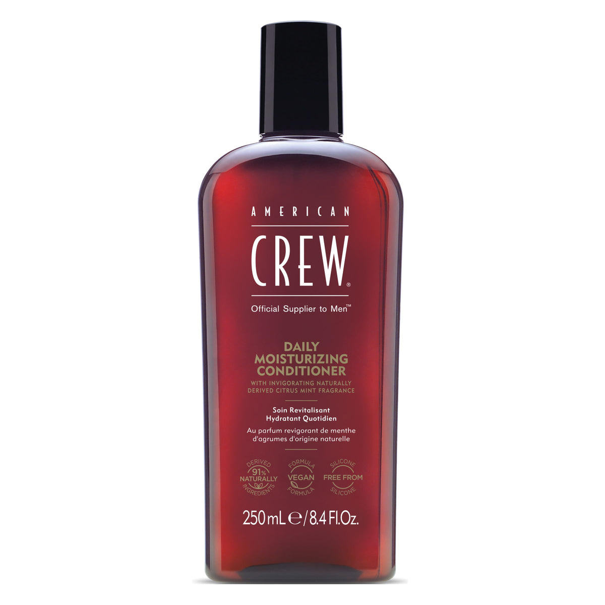 American Crew conditioner front packaging showing label and 8.45 fl oz size benefits hydration