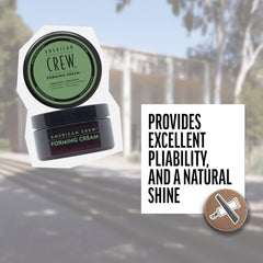 AMERICAN CREW product used while styling hair for natural hold and texture