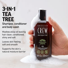 American Crew lather on hair demonstrating cleansing and conditioning in one step benefit
