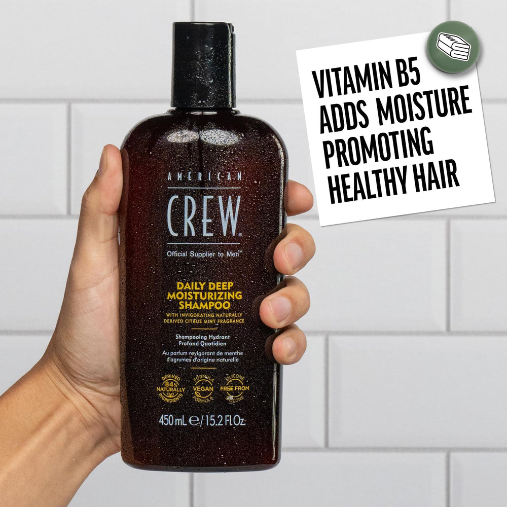 AMERICAN CREW shampoo being applied showing effective scalp cleansing