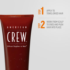 American Crew styled hair comb finish showing high shine and strong hold benefit