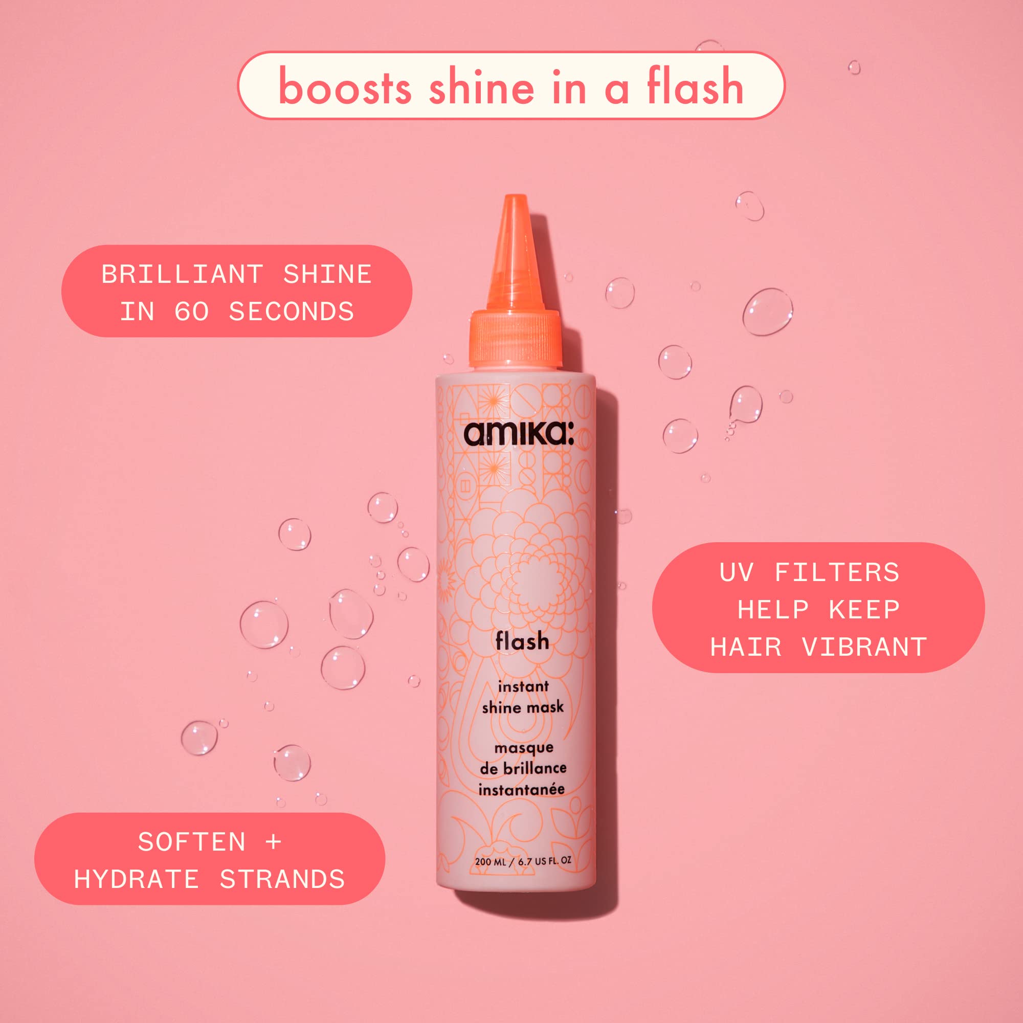 amika flash instant shine mask open cap displaying creamy texture for quick absorption